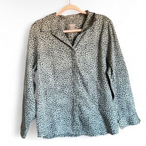 Chicos Leopard Animal Print Button Down Blouse Size 3 No Iron Coolmax US 16/18